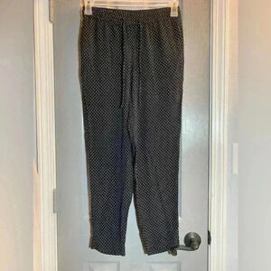 Talbots Petites black & white polka dot pants elastic waist side pockets size S